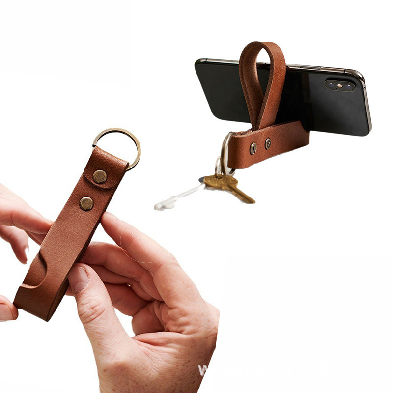 New Mobile Phone Holder Keychain Cross-Border Multifunctional Leather Keychain Accessories Portable Drama Mobile Phone Holder