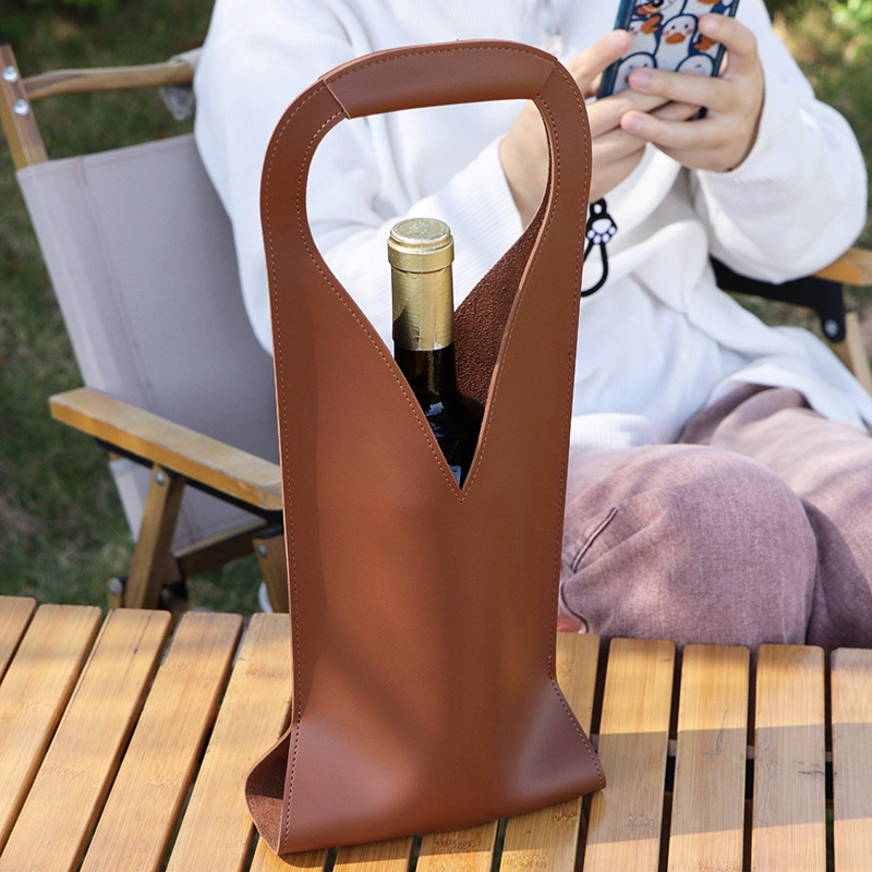 Spot Satchel Simple Red Wine Bag Cross-Border Hot Style Pu Leather Satchel Single Wine Beverage Gift Bag