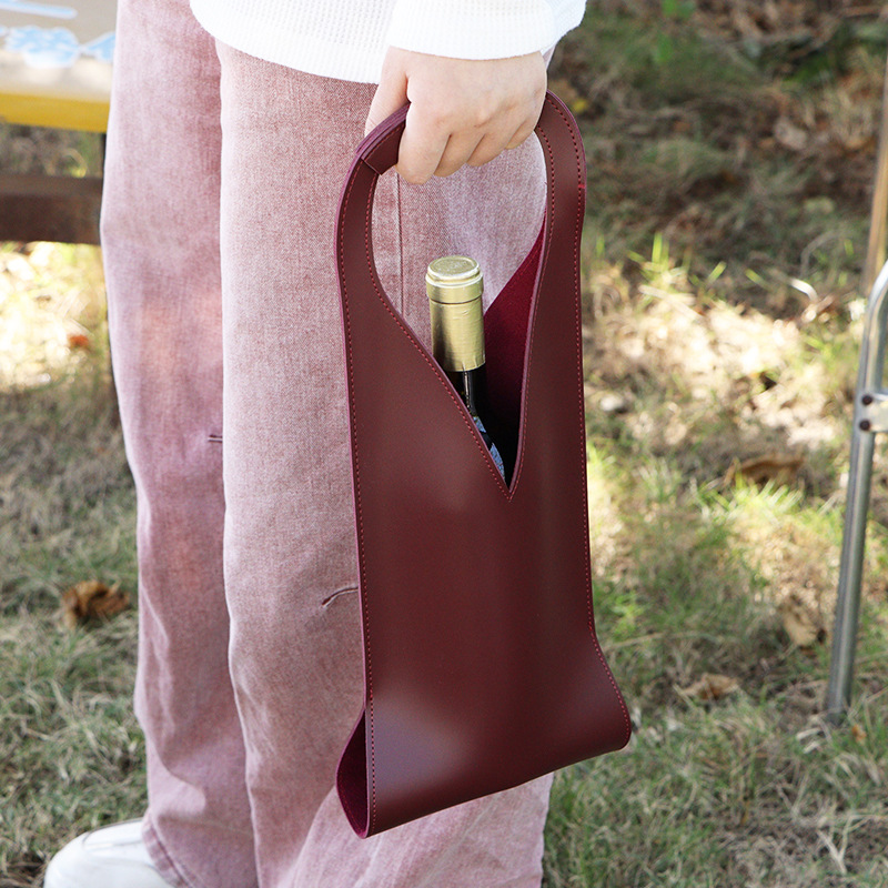 Spot Satchel Simple Red Wine Bag Cross-Border Hot Style Pu Leather Satchel Single Wine Beverage Gift Bag