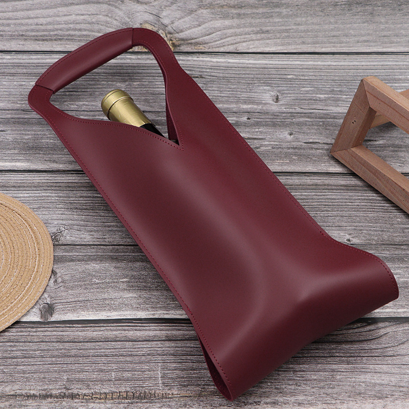 Spot Satchel Simple Red Wine Bag Cross-Border Hot Style Pu Leather Satchel Single Wine Beverage Gift Bag