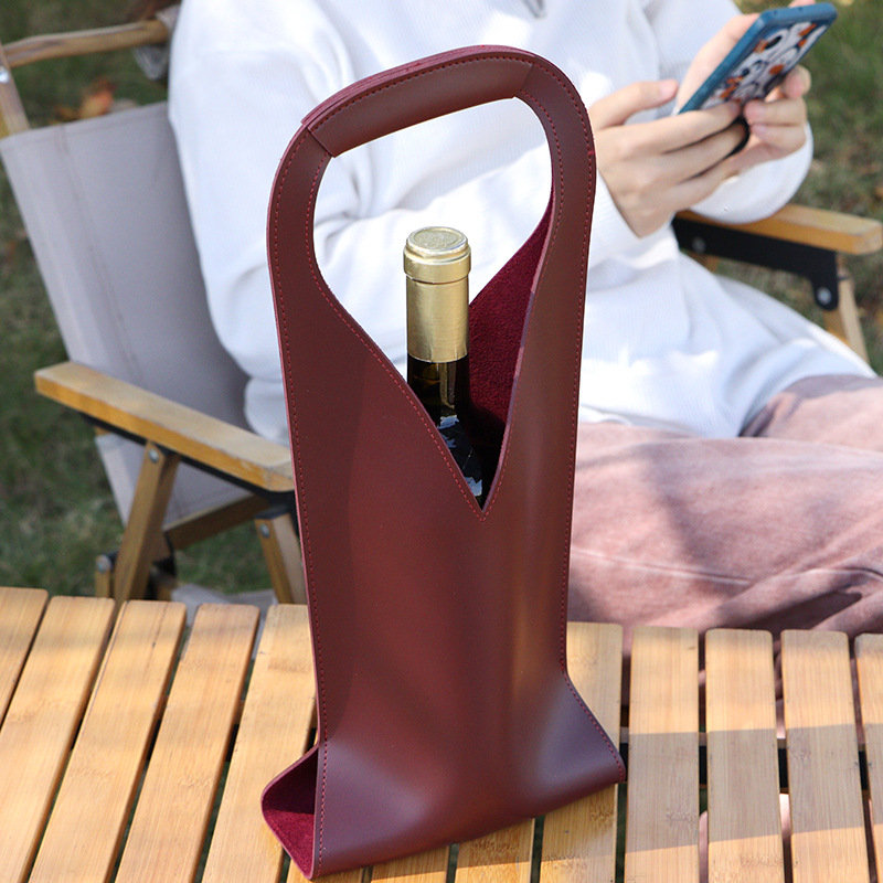 Spot Satchel Simple Red Wine Bag Cross-Border Hot Style Pu Leather Satchel Single Wine Beverage Gift Bag