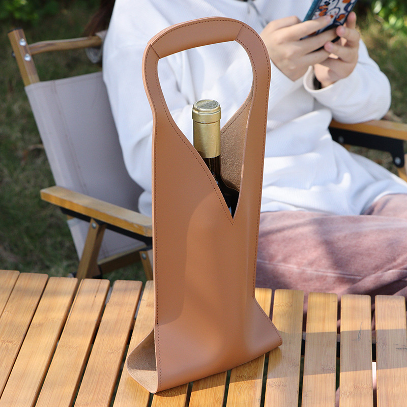 Spot Satchel Simple Red Wine Bag Cross-Border Hot Style Pu Leather Satchel Single Wine Beverage Gift Bag