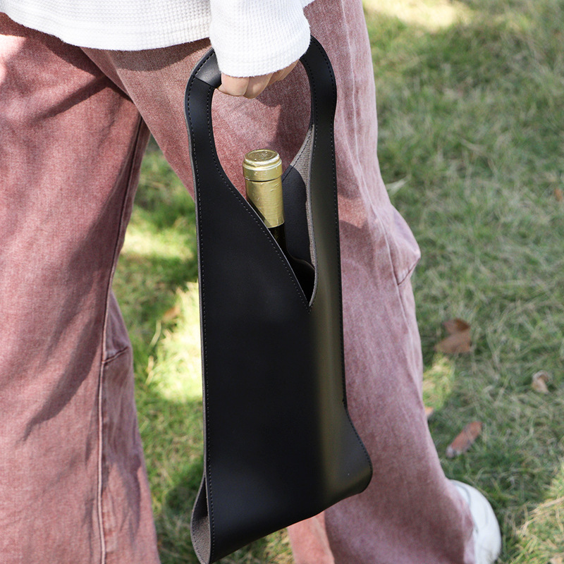 Spot Satchel Simple Red Wine Bag Cross-Border Hot Style Pu Leather Satchel Single Wine Beverage Gift Bag