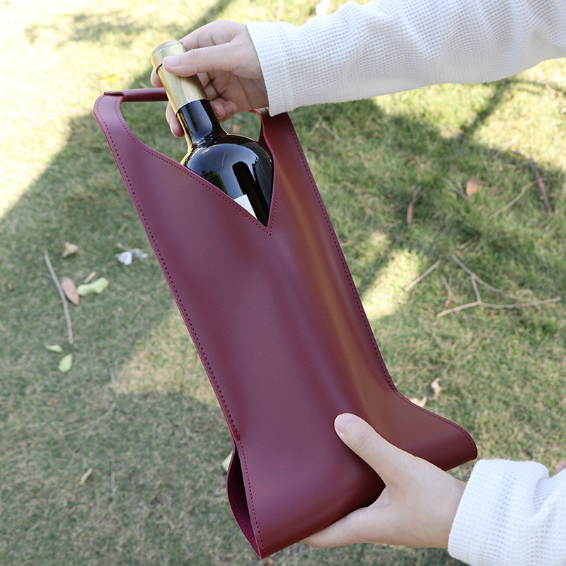 Spot Satchel Simple Red Wine Bag Cross-Border Hot Style Pu Leather Satchel Single Wine Beverage Gift Bag