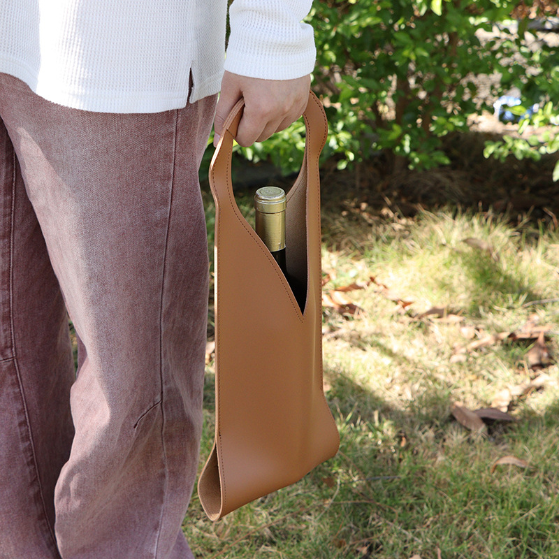 Spot Satchel Simple Red Wine Bag Cross-Border Hot Style Pu Leather Satchel Single Wine Beverage Gift Bag