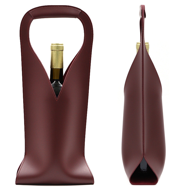 Spot Satchel Simple Red Wine Bag Cross-Border Hot Style Pu Leather Satchel Single Wine Beverage Gift Bag