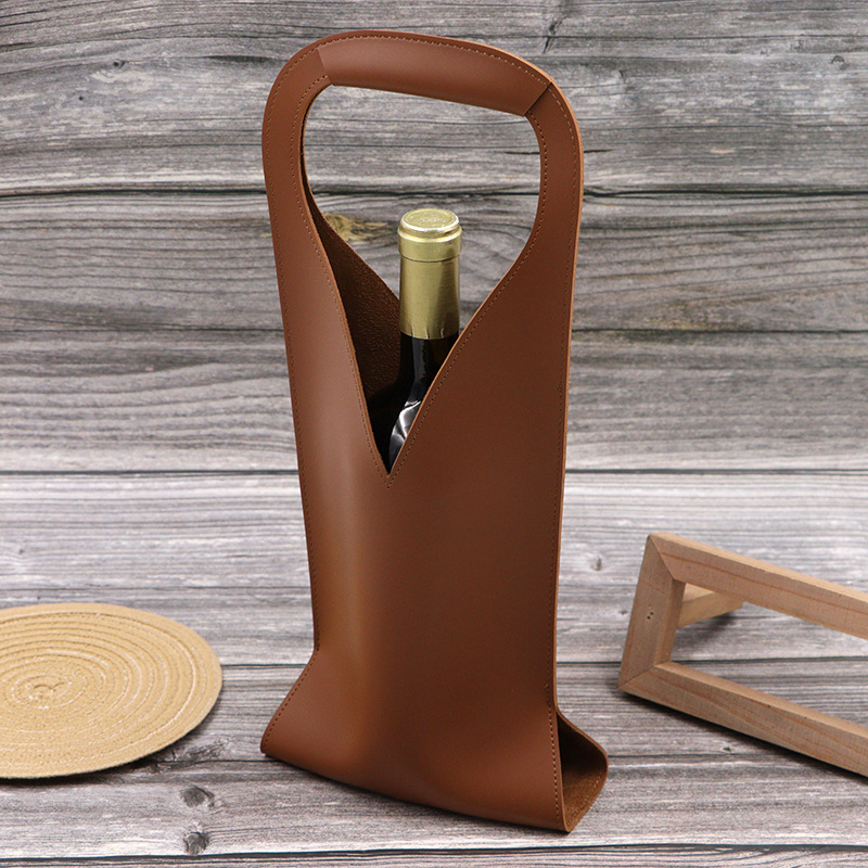 Spot Satchel Simple Red Wine Bag Cross-Border Hot Style Pu Leather Satchel Single Wine Beverage Gift Bag