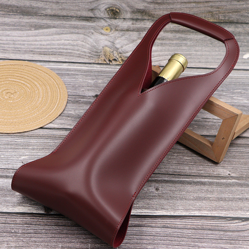 Spot Satchel Simple Red Wine Bag Cross-Border Hot Style Pu Leather Satchel Single Wine Beverage Gift Bag