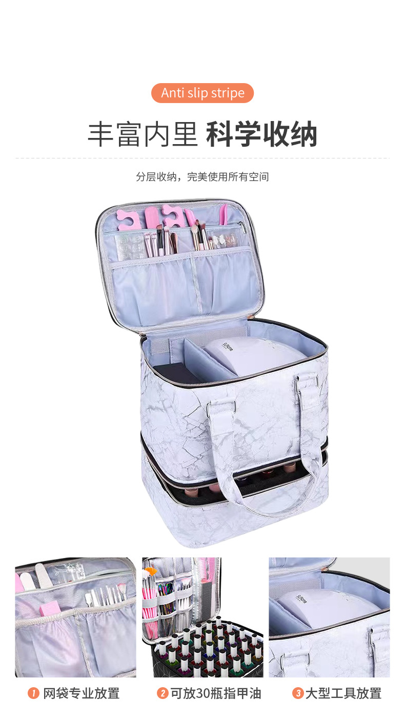 New Cross-Border Cosmetic Bag, Super Popular Large-Capacity Double-Layer Nail Polish Storage Bag, Portable Manicure Tool Bag