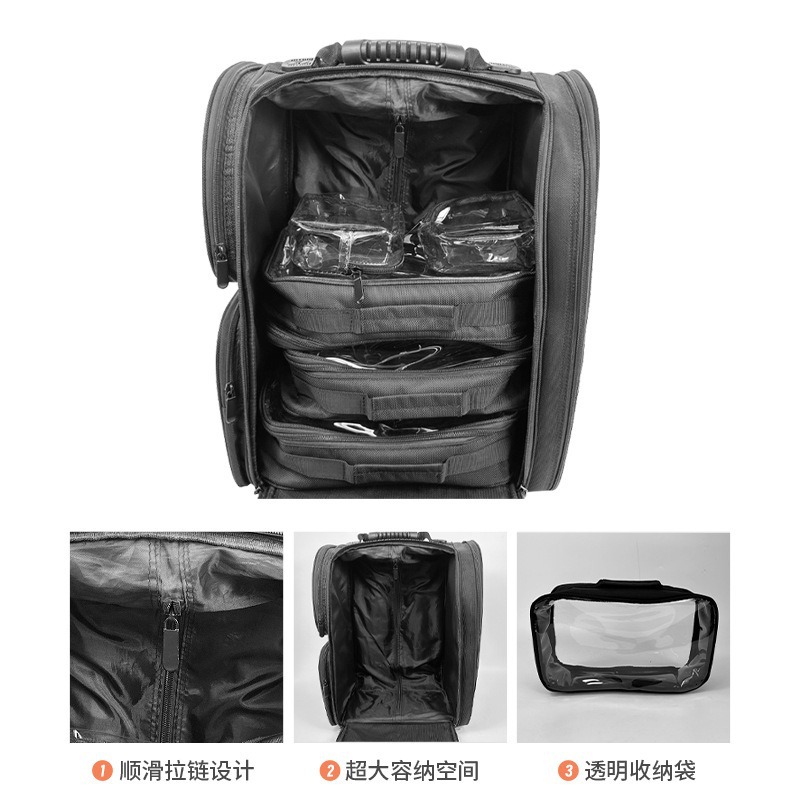 Cross-Border European and American Classic Nylon Makeup Box Trolley Multi-Functional Portable Tattoo Manicure and Beauty Tool Box