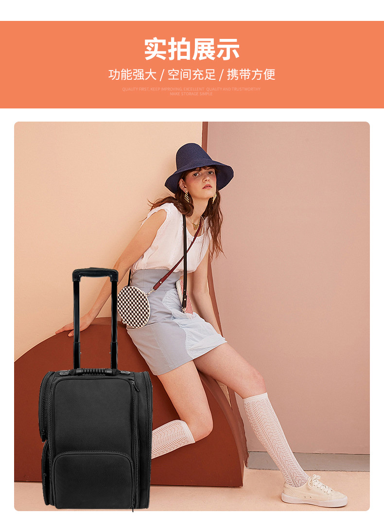 Cross-Border European and American Classic Nylon Makeup Box Trolley Multi-Functional Portable Tattoo Manicure and Beauty Tool Box