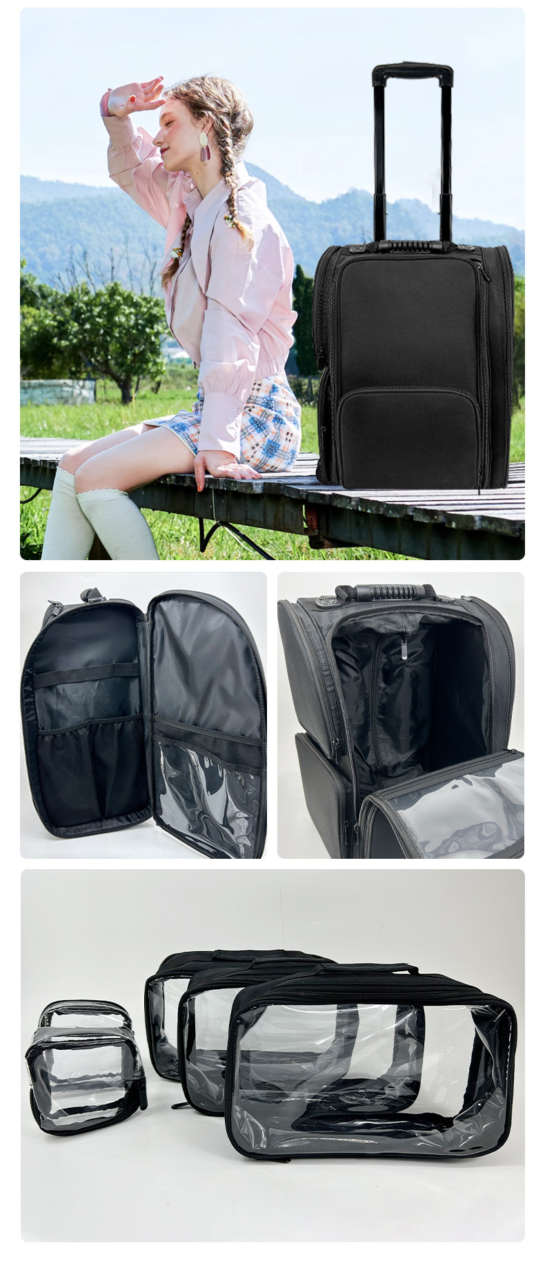 Cross-Border European and American Classic Nylon Makeup Box Trolley Multi-Functional Portable Tattoo Manicure and Beauty Tool Box