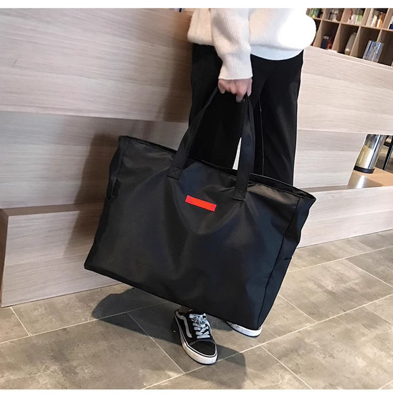 Cross-Border Japanese-Style Simple Color-Blocking Waterproof Handbag Travel Bag Large Capacity Lightweight Storage Bag