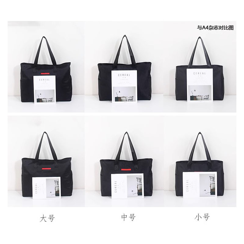 Cross-Border Japanese-Style Simple Color-Blocking Waterproof Handbag Travel Bag Large Capacity Lightweight Storage Bag
