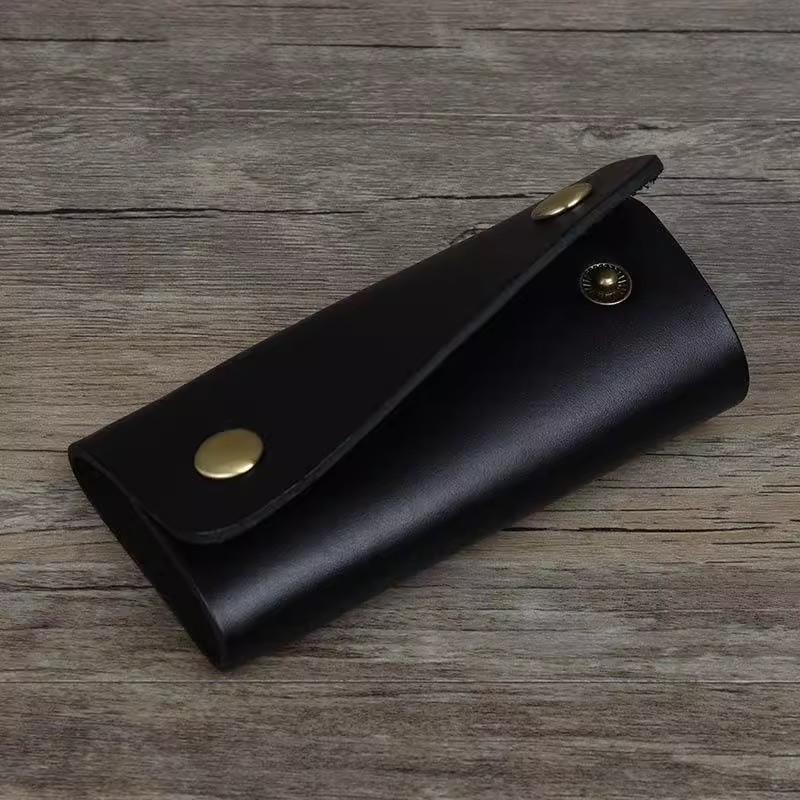 Portable Wear-Resistant Key Bag for Men and Women, Retro Genuine Leather Key Bag, Simple First-Layer Cowhide Keychain, Creative Design