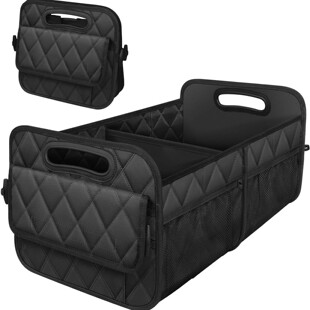 Spot Wholesale Car Trunk Storage Box Foldable Car Storage Box Rhombus Grids Multi-Compartment Large