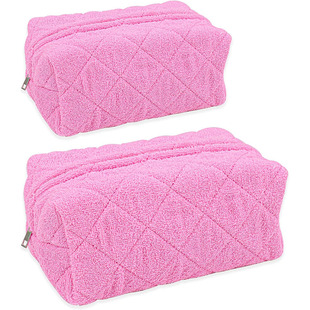 Amazon's New Plush Cosmetic Bag Large Capacity Terry Cloth Cosmetic Bag Travel Portable Cosmetic Storage Bag