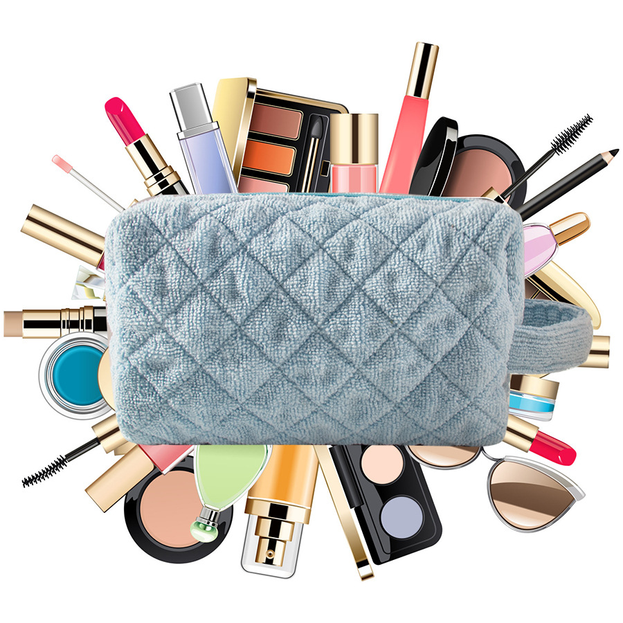 Amazon's Best-Selling Women's Terry Cloth Makeup Bag, Checkered, Large Capacity for Travel, Plush, Large Capacity, Customizable