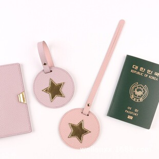 New Round Luggage Tag Korean Style Pebbled Checked Information Tag Five-Pointed Star Golf Name Tag Luggage Tag