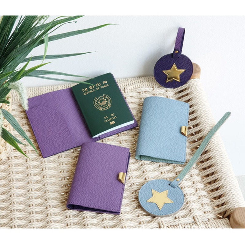 New Round Luggage Tag Korean Style Pebbled Checked Information Tag Five-Pointed Star Golf Name Tag Luggage Tag