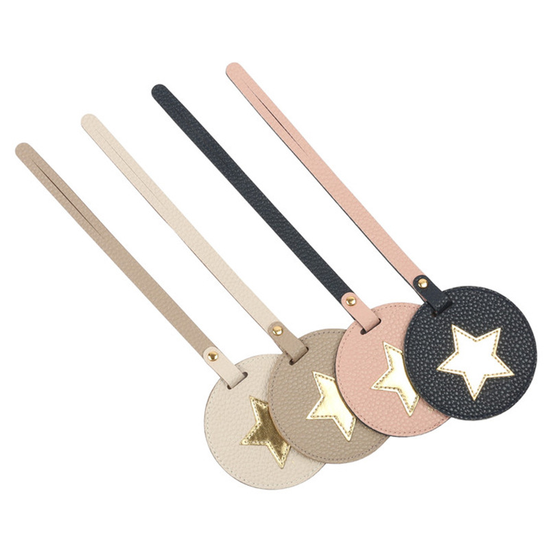 New Round Luggage Tag Korean Style Pebbled Checked Information Tag Five-Pointed Star Golf Name Tag Luggage Tag