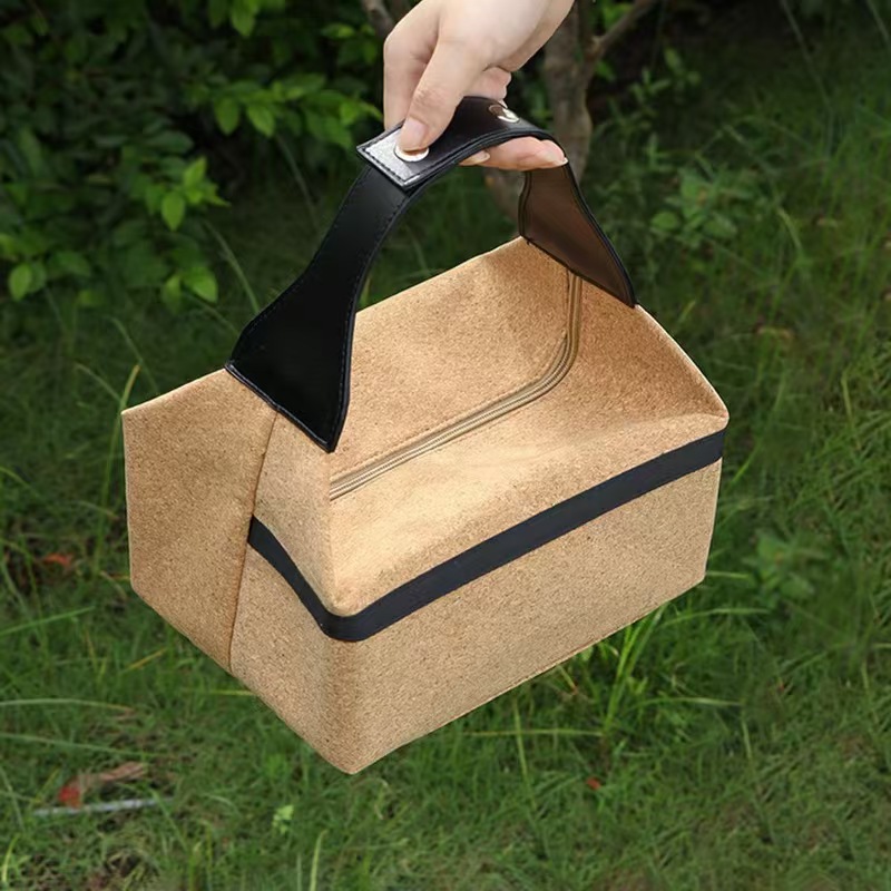 Spot Wood Grain Satchel Lunch Bag Outdoor Picnic Tea Set Tableware Cosmetics Bag Office Worker Student Square Box Lunch Bag