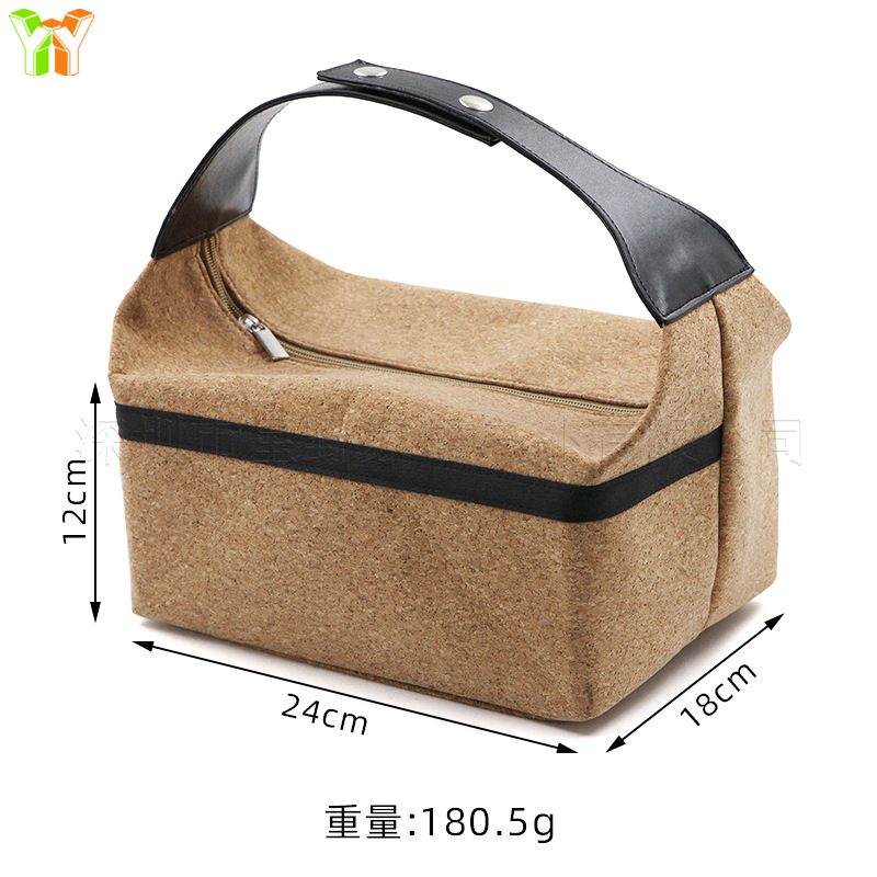 Spot Wood Grain Satchel Lunch Bag Outdoor Picnic Tea Set Tableware Cosmetics Bag Office Worker Student Square Box Lunch Bag