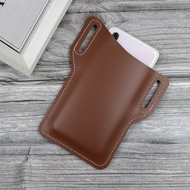 Spot Cross-Border Popular Leather Mobile Phone Bag European and American Retro Mobile Phone Waist Bag Portable Belt Mobile Phone Bag Coin Purse