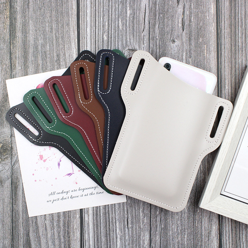 Spot Cross-Border Popular Leather Mobile Phone Bag European and American Retro Mobile Phone Waist Bag Portable Belt Mobile Phone Bag Coin Purse