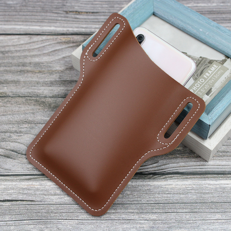 Spot Cross-Border Popular Leather Mobile Phone Bag European and American Retro Mobile Phone Waist Bag Portable Belt Mobile Phone Bag Coin Purse