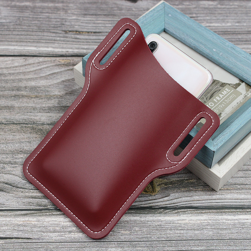 Spot Cross-Border Popular Leather Mobile Phone Bag European and American Retro Mobile Phone Waist Bag Portable Belt Mobile Phone Bag Coin Purse