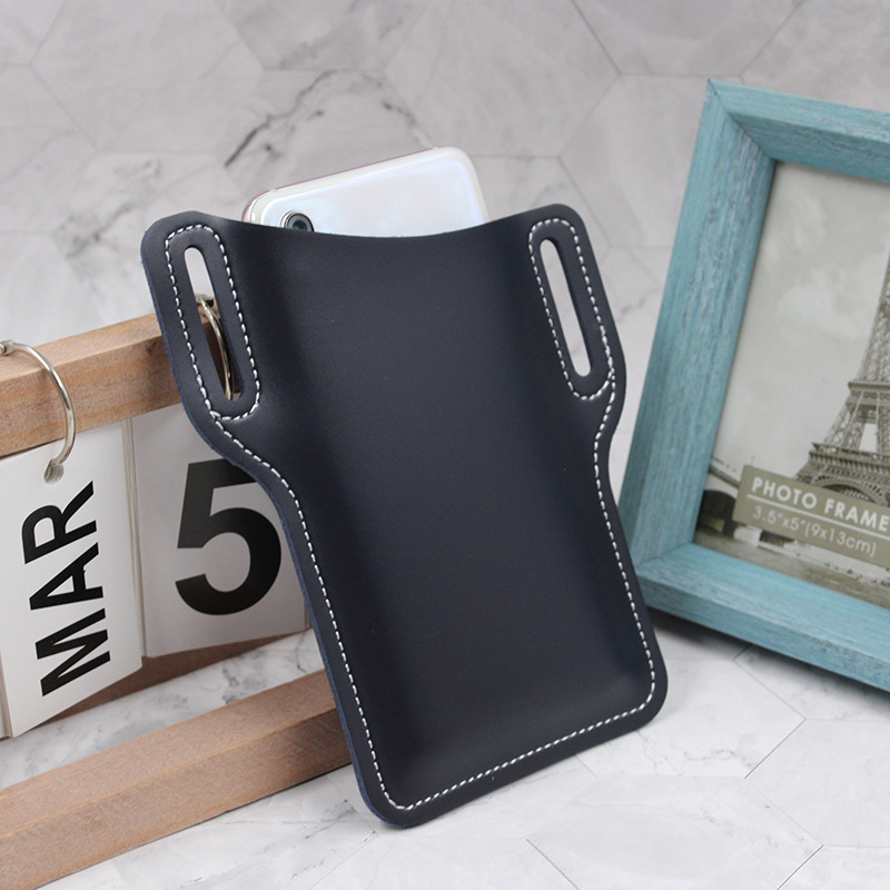Spot Cross-Border Popular Leather Mobile Phone Bag European and American Retro Mobile Phone Waist Bag Portable Belt Mobile Phone Bag Coin Purse