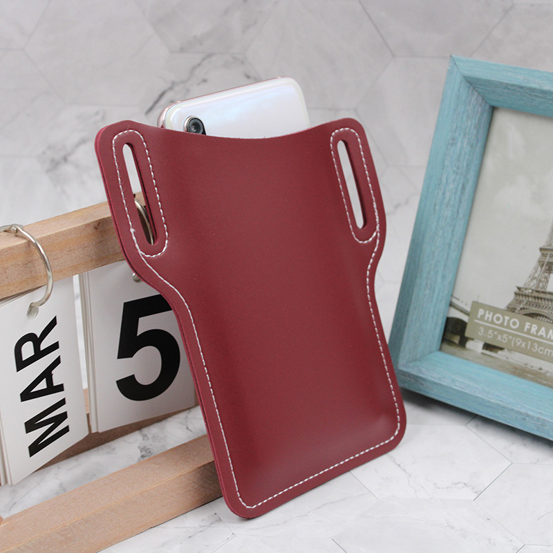 Spot Cross-Border Popular Leather Mobile Phone Bag European and American Retro Mobile Phone Waist Bag Portable Belt Mobile Phone Bag Coin Purse