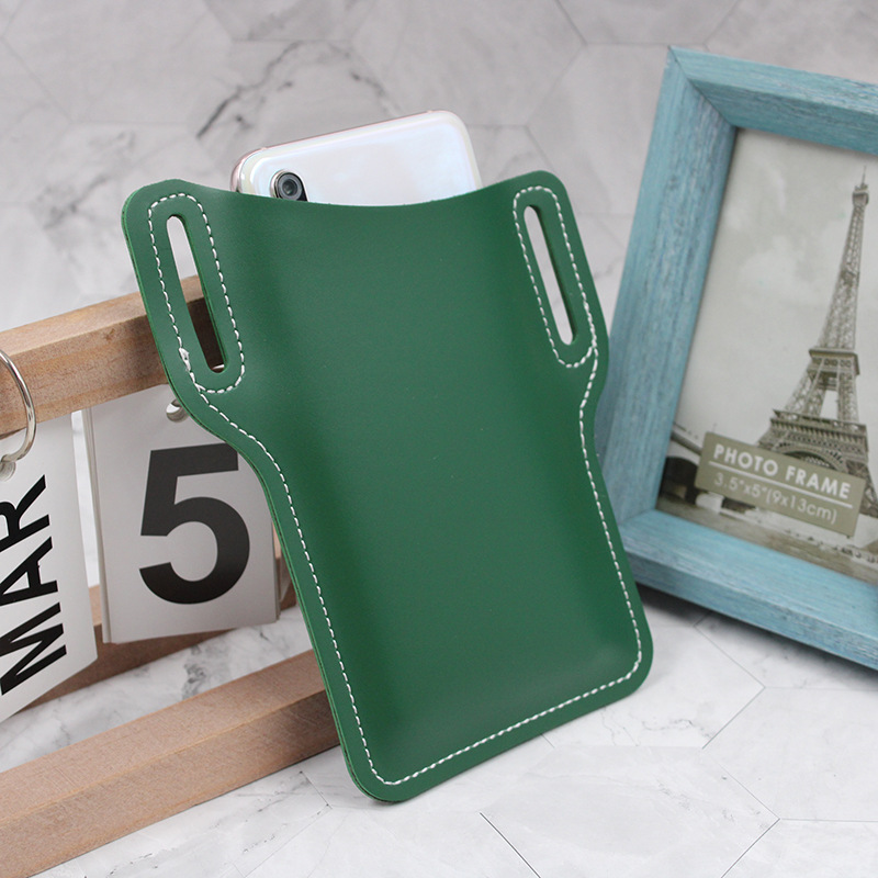 Spot Cross-Border Popular Leather Mobile Phone Bag European and American Retro Mobile Phone Waist Bag Portable Belt Mobile Phone Bag Coin Purse