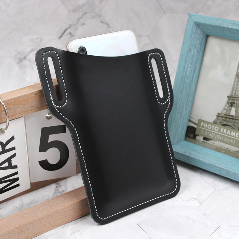 Spot Cross-Border Popular Leather Mobile Phone Bag European and American Retro Mobile Phone Waist Bag Portable Belt Mobile Phone Bag Coin Purse