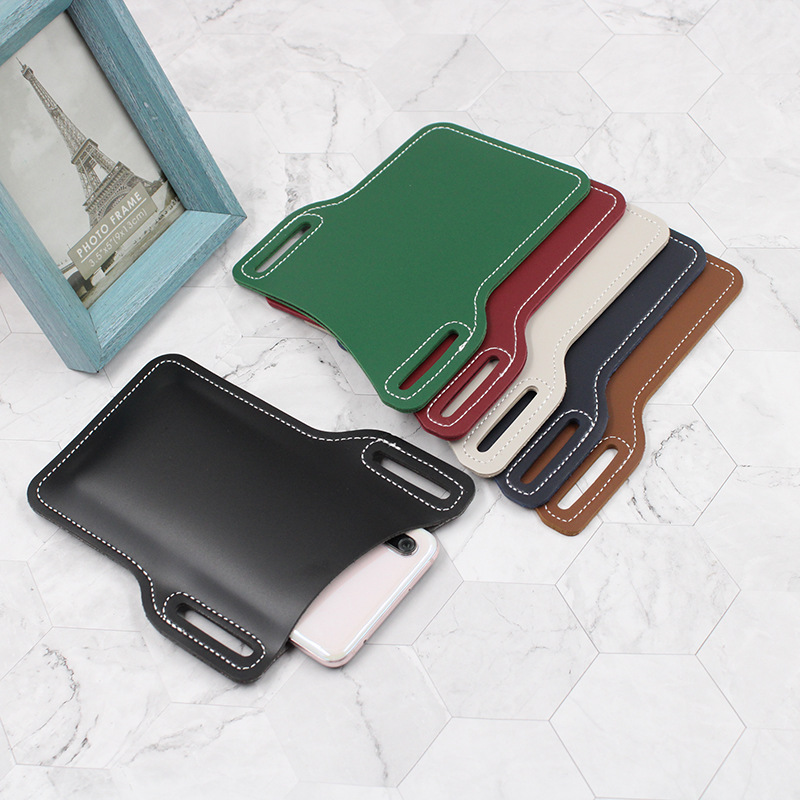 Spot Cross-Border Popular Leather Mobile Phone Bag European and American Retro Mobile Phone Waist Bag Portable Belt Mobile Phone Bag Coin Purse