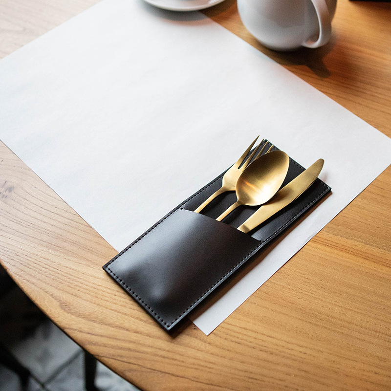 In-Stock European and American Western Dining Knife and Fork Storage Leather Case Restaurant Steak Cutlery Storage Bag Hotel Ceremonial Cutlery Leather Case