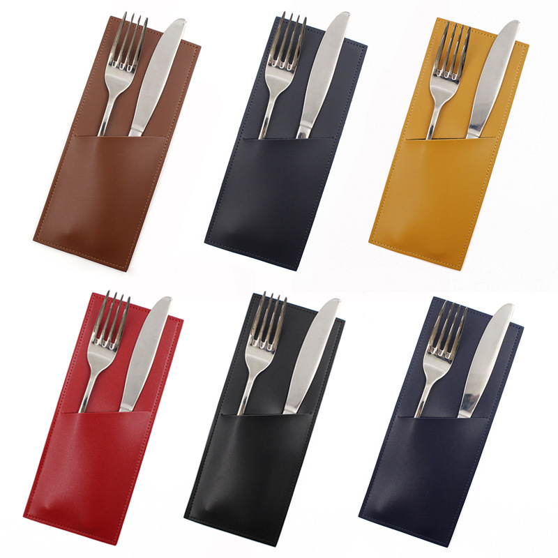 In-Stock European and American Western Dining Knife and Fork Storage Leather Case Restaurant Steak Cutlery Storage Bag Hotel Ceremonial Cutlery Leather Case