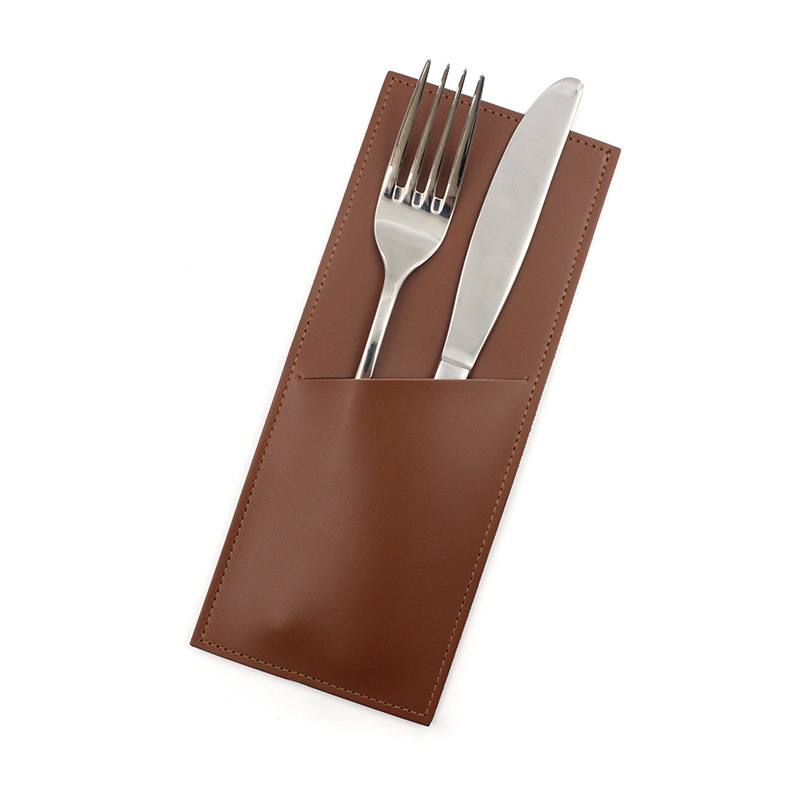 In-Stock European and American Western Dining Knife and Fork Storage Leather Case Restaurant Steak Cutlery Storage Bag Hotel Ceremonial Cutlery Leather Case