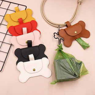 Spot Leather Bone Dog Poop Bag Outdoor Dog Poop Satchel Pet Feces Garbage Bag Storage Bag
