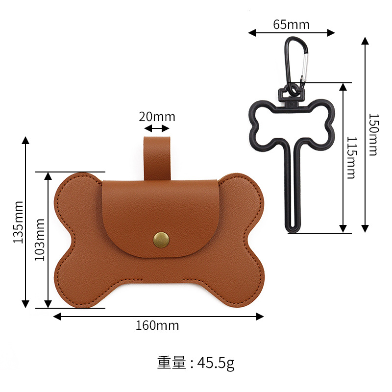 Spot Leather Bone Dog Poop Bag Outdoor Dog Poop Satchel Pet Feces Garbage Bag Storage Bag