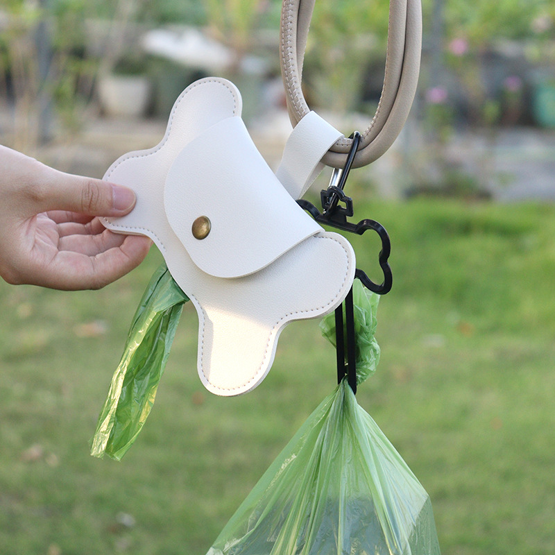 Spot Leather Bone Dog Poop Bag Outdoor Dog Poop Satchel Pet Feces Garbage Bag Storage Bag