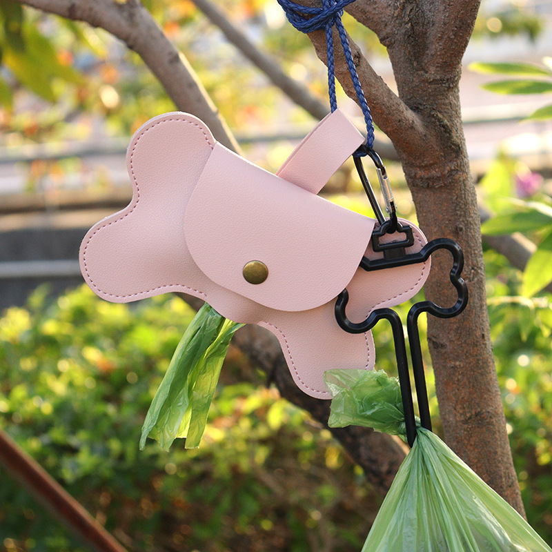 Spot Leather Bone Dog Poop Bag Outdoor Dog Poop Satchel Pet Feces Garbage Bag Storage Bag