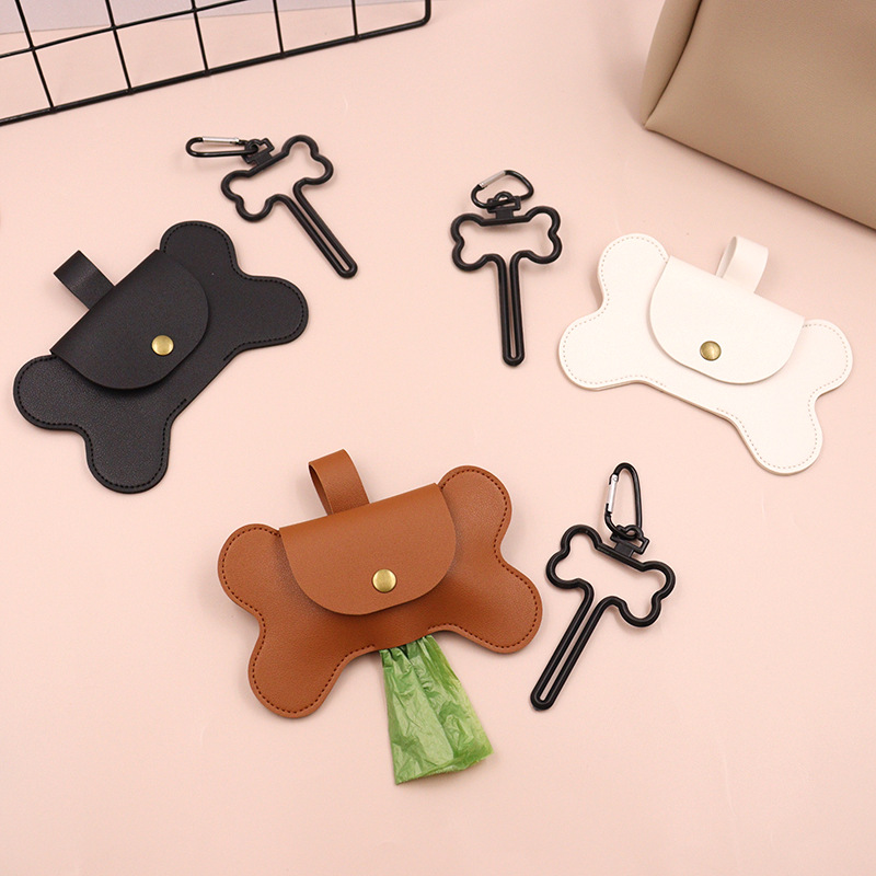 Spot Leather Bone Dog Poop Bag Outdoor Dog Poop Satchel Pet Feces Garbage Bag Storage Bag