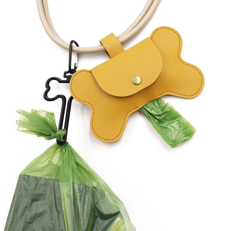 Spot Leather Bone Dog Poop Bag Outdoor Dog Poop Satchel Pet Feces Garbage Bag Storage Bag