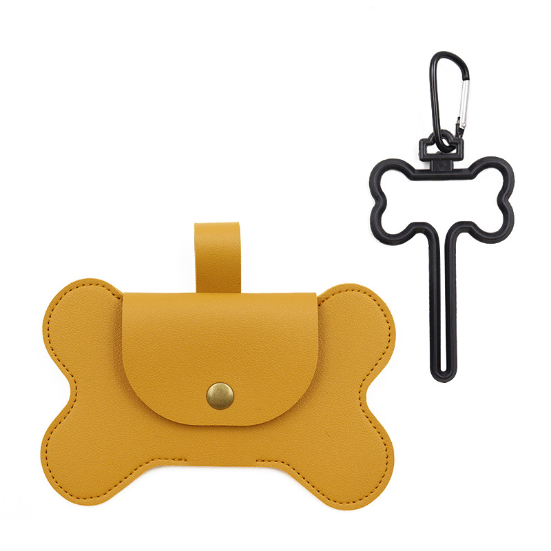 Spot Leather Bone Dog Poop Bag Outdoor Dog Poop Satchel Pet Feces Garbage Bag Storage Bag
