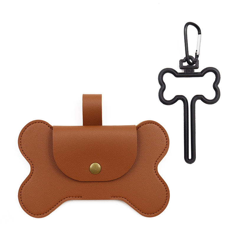 Spot Leather Bone Dog Poop Bag Outdoor Dog Poop Satchel Pet Feces Garbage Bag Storage Bag