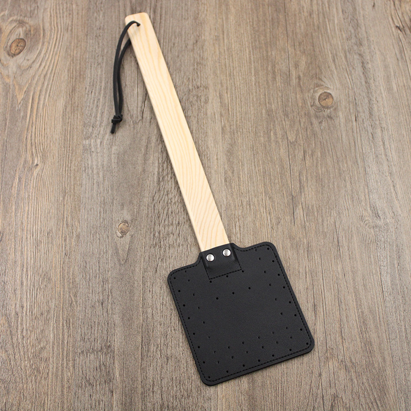 Cross-Border Hot-Selling Fly Swatter Leather Durable Hand-Held Mosquito Swatter Outdoor Camping Thickened Hand-Cranked Mosquito Swatter