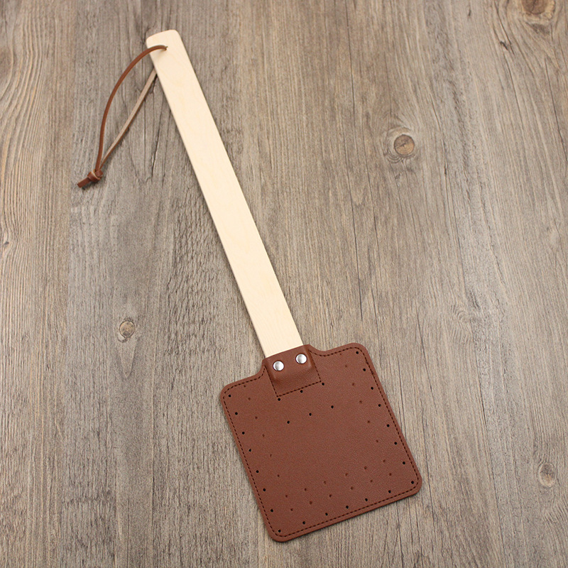 Cross-Border Hot-Selling Fly Swatter Leather Durable Hand-Held Mosquito Swatter Outdoor Camping Thickened Hand-Cranked Mosquito Swatter