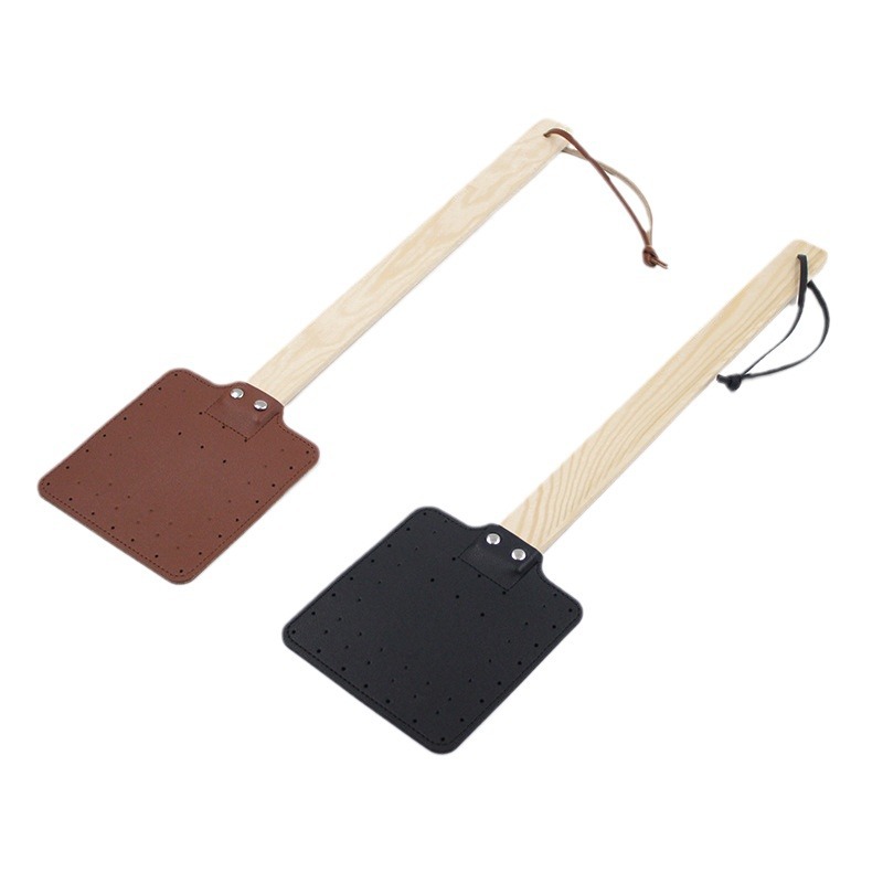 Cross-Border Hot-Selling Fly Swatter Leather Durable Hand-Held Mosquito Swatter Outdoor Camping Thickened Hand-Cranked Mosquito Swatter